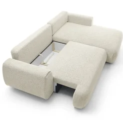 Divano letto angolare destra 3 posti 270x167cm tessuto bianco Cloudify
