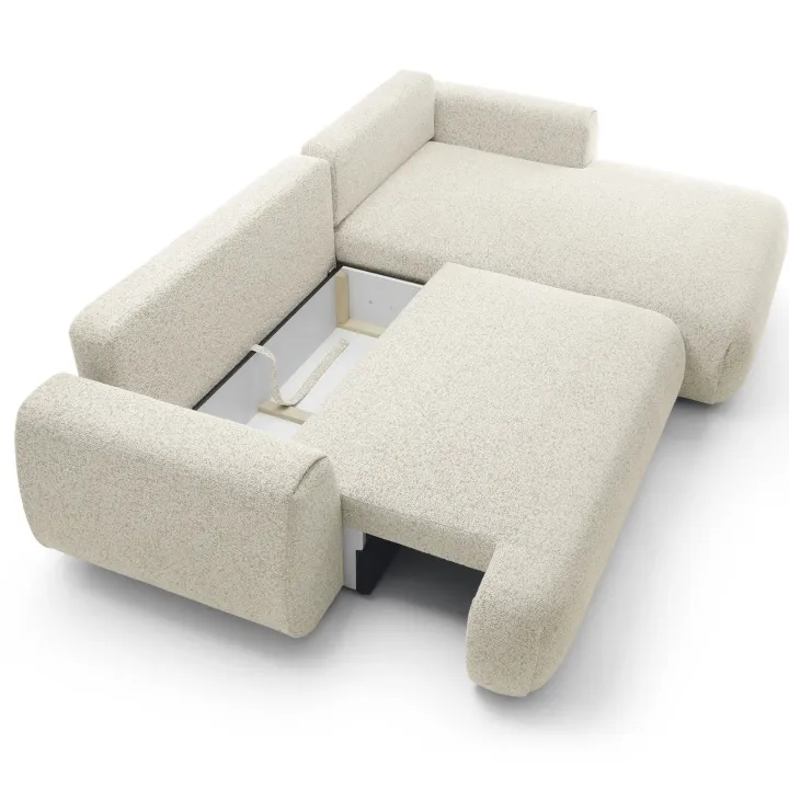 Divano letto angolare destra 3 posti 270x167cm tessuto bianco Cloudify