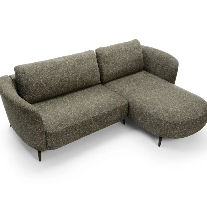 Divano letto angolare destra 3 posti 260x180cm tessuto bouclè verde Repose