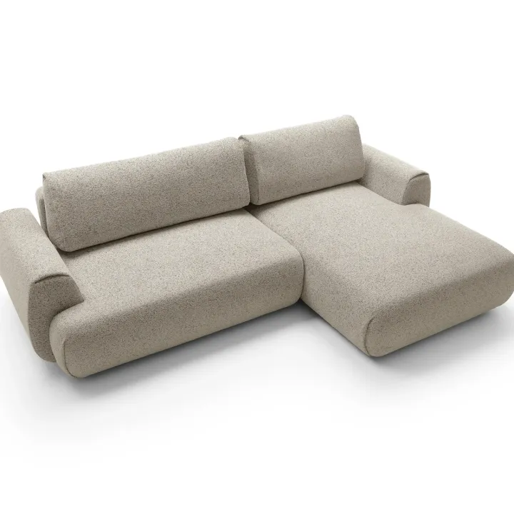 Divano letto angolare destra 3 posti 270x167cm tessuto beige Cloudify