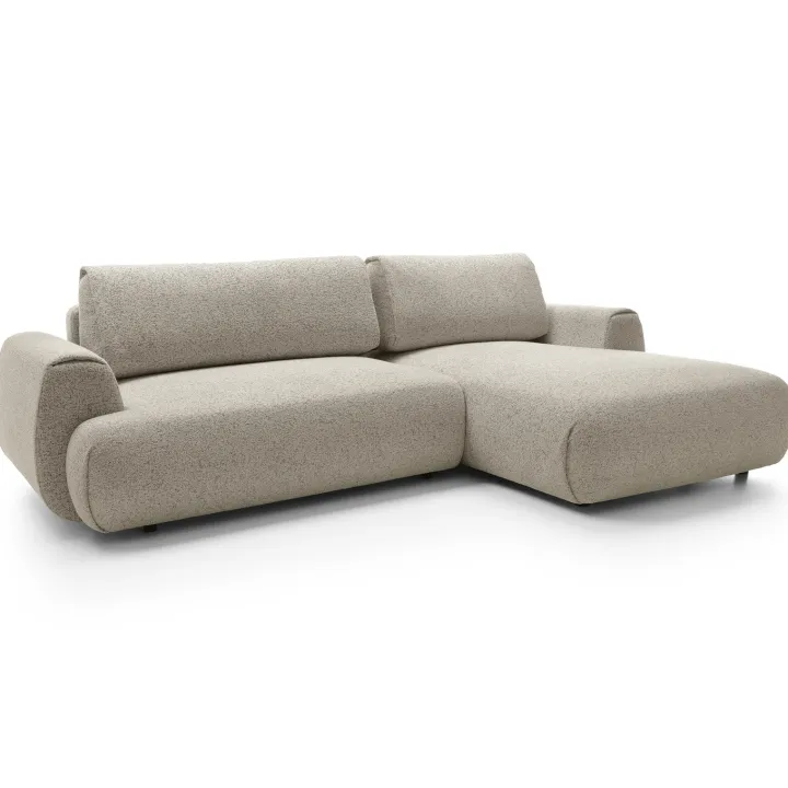 Divano letto angolare destra 3 posti 270x167cm tessuto beige Cloudify