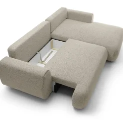 Divano letto angolare destra 3 posti 270x167cm tessuto beige Cloudify