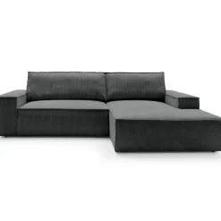 Divano letto angolare destra 3 posti 267x167cm velluto a coste antracite Relaxion