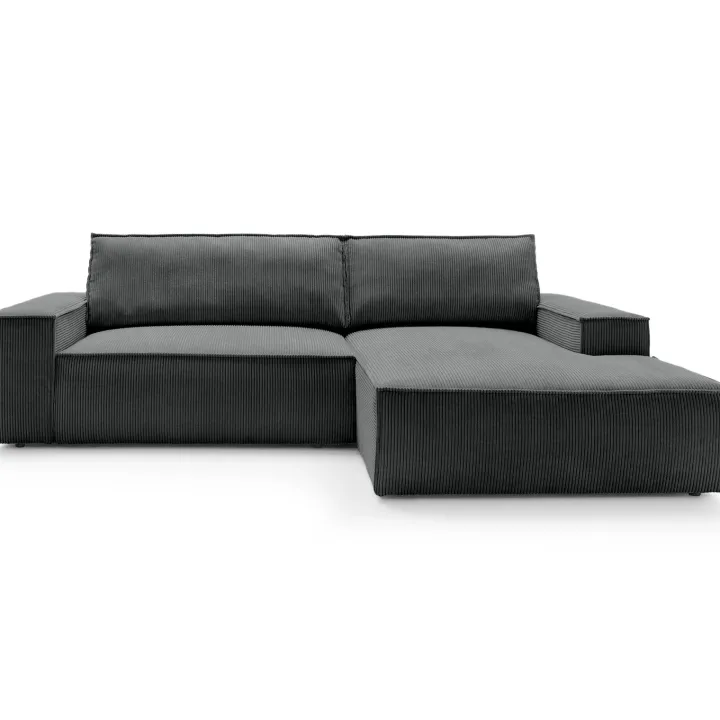 Divano letto angolare destra 3 posti 267x167cm velluto a coste antracite Relaxion