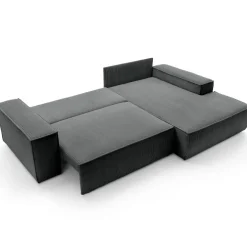 Divano letto angolare destra 3 posti 267x167cm velluto a coste antracite Relaxion