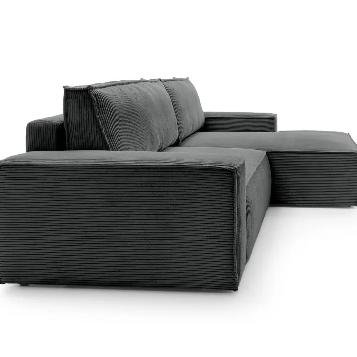 Divano letto angolare destra 3 posti 267x167cm velluto a coste antracite Relaxion