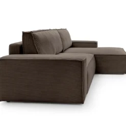 Divano letto angolare destra 3 posti 267x167cm velluto a coste marrone Relaxion