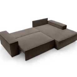 Divano letto angolare destra 3 posti 267x167cm velluto a coste marrone Relaxion