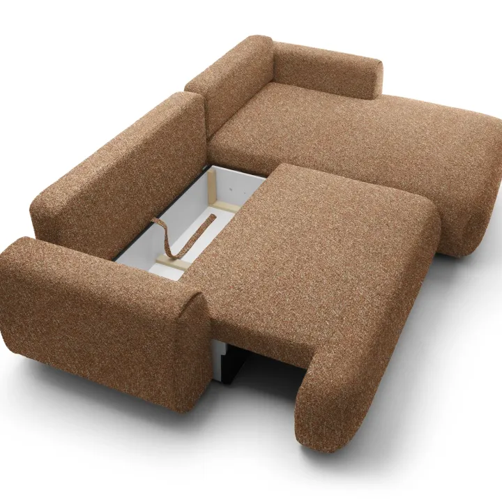 Divano letto angolare destra 3 posti 270x167cm tessuto arancio Cloudify