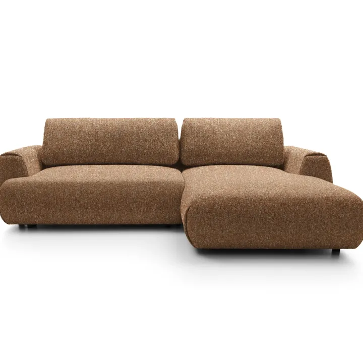 Divano letto angolare destra 3 posti 270x167cm tessuto arancio Cloudify