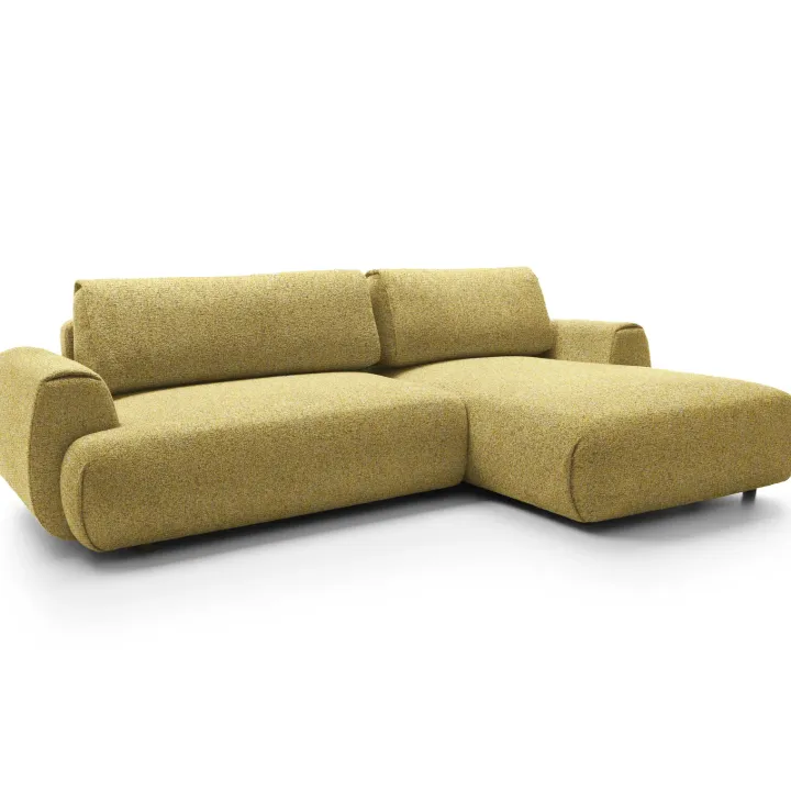 Divano letto angolare destra 3 posti 270x167cm tessuto giallo Cloudify