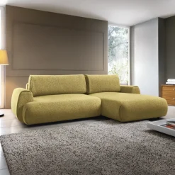 Divano letto angolare destra 3 posti 270x167cm tessuto giallo Cloudify