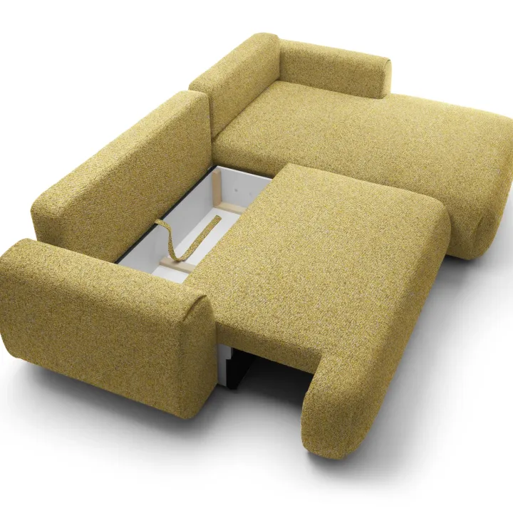 Divano letto angolare destra 3 posti 270x167cm tessuto giallo Cloudify