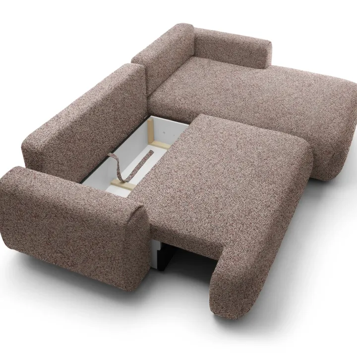 Divano letto angolare destra 3 posti 270x167cm tessuto rosa Cloudify