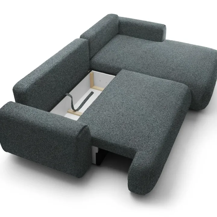 Divano letto angolare destra 3 posti 270x167cm tessuto antracite Cloudify