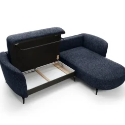 Divano letto angolare destra 3 posti 260x180cm tessuto bouclè blu Repose