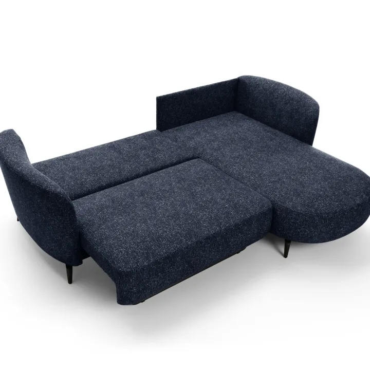 Divano letto angolare destra 3 posti 260x180cm tessuto bouclè blu Repose