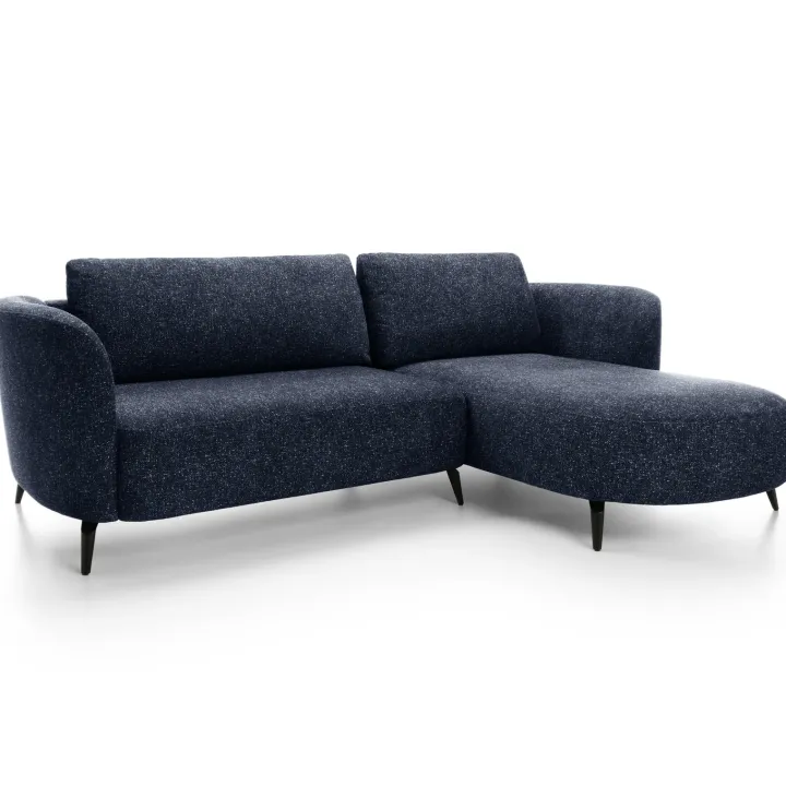 Divano letto angolare destra 3 posti 260x180cm tessuto bouclè blu Repose
