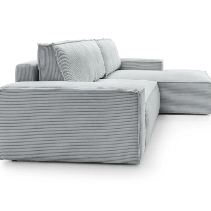 Divano letto angolare destra 3 posti 267x167cm velluto a coste grigio chiaro Relaxion