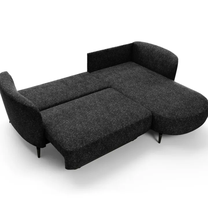 Divano letto angolare destra 3 posti 260x180cm tessuto bouclè antracite Repose
