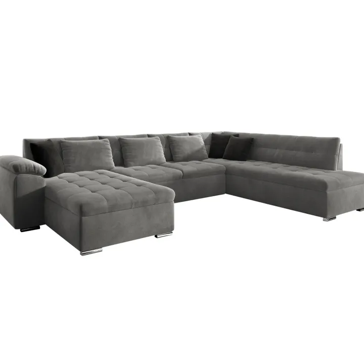 Divano letto angolare destra 5 posti 350x205cm grigio Agliana