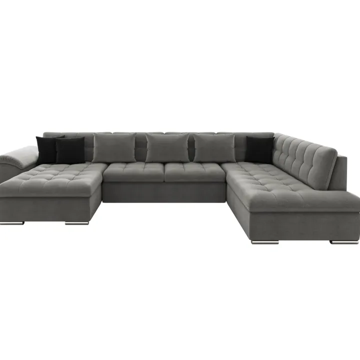 Divano letto angolare destra 5 posti 350x205cm grigio Agliana