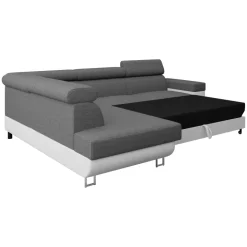 Divano letto angolare destra matrimoniale 253x188cm grigio bianco Almese