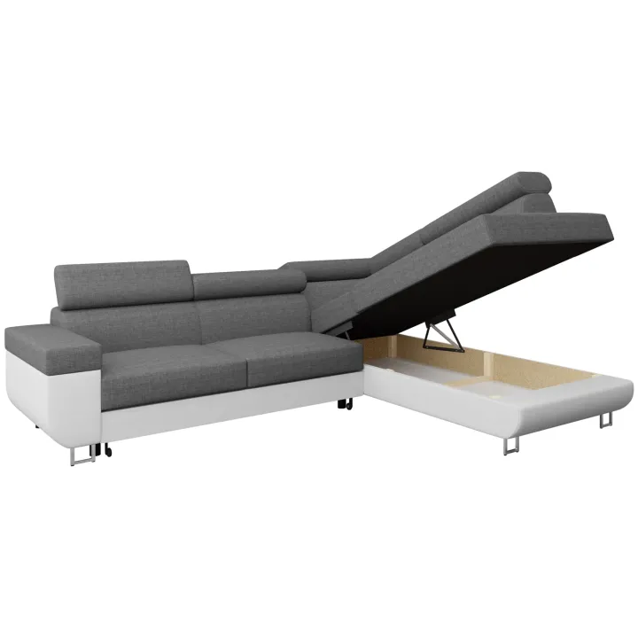Divano letto angolare destra matrimoniale 253x188cm grigio bianco Almese