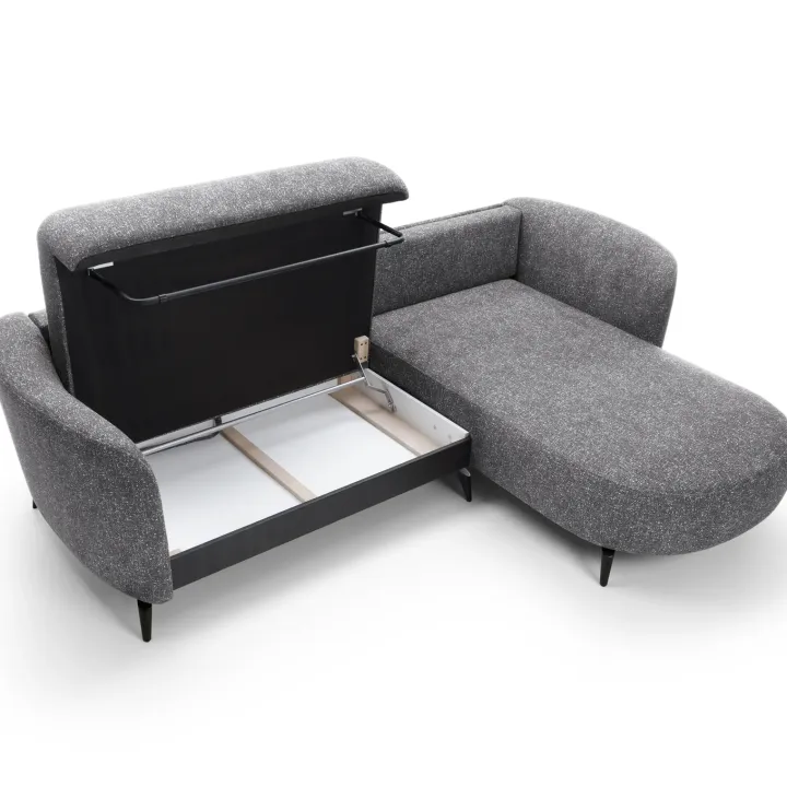 Divano letto angolare destra 3 posti 260x180cm tessuto bouclè grigio Repose