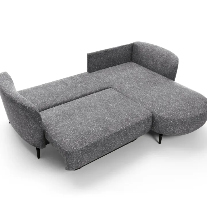 Divano letto angolare destra 3 posti 260x180cm tessuto bouclè grigio Repose