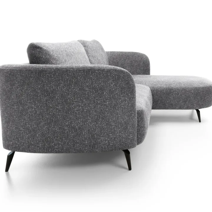 Divano letto angolare destra 3 posti 260x180cm tessuto bouclè grigio Repose