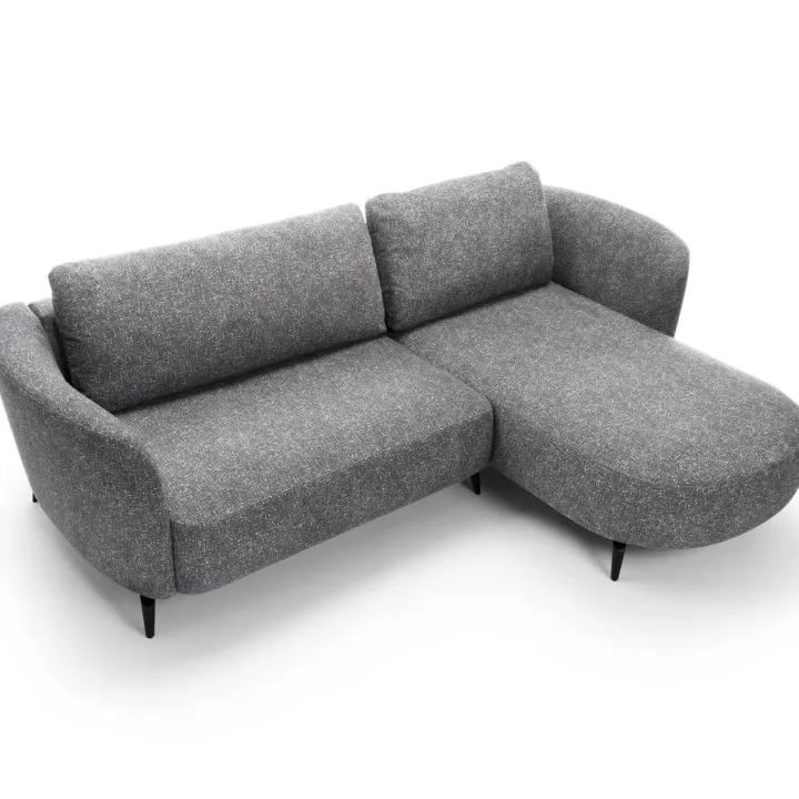 Divano letto angolare destra 3 posti 260x180cm tessuto bouclè grigio Repose