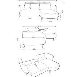 Divano letto angolare destra 3 posti 260x180cm tessuto bouclè grigio Repose
