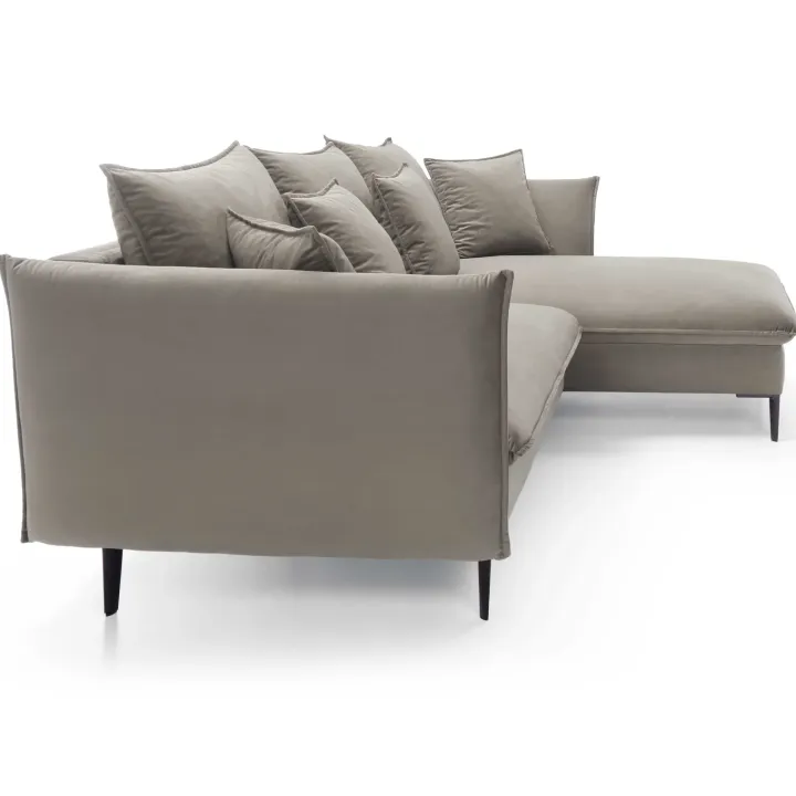 Divano letto angolare destro 3 posti 258x167cm tessuto beige Lushify
