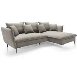 Divano letto angolare destro 3 posti 258x167cm tessuto beige Lushify
