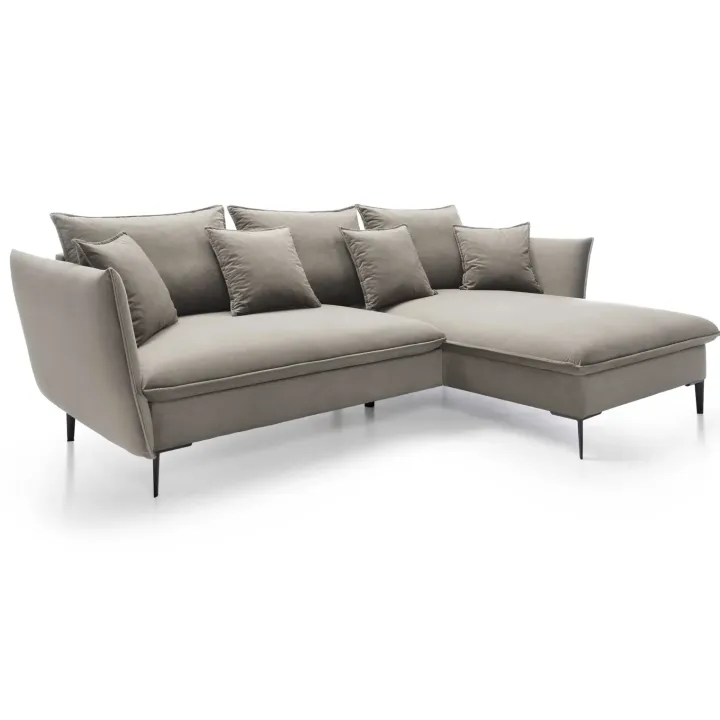 Divano letto angolare destro 3 posti 258x167cm tessuto beige Lushify
