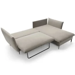 Divano letto angolare destro 3 posti 258x167cm tessuto beige Lushify
