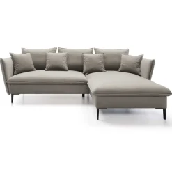 Divano letto angolare destro 3 posti 258x167cm tessuto beige Lushify