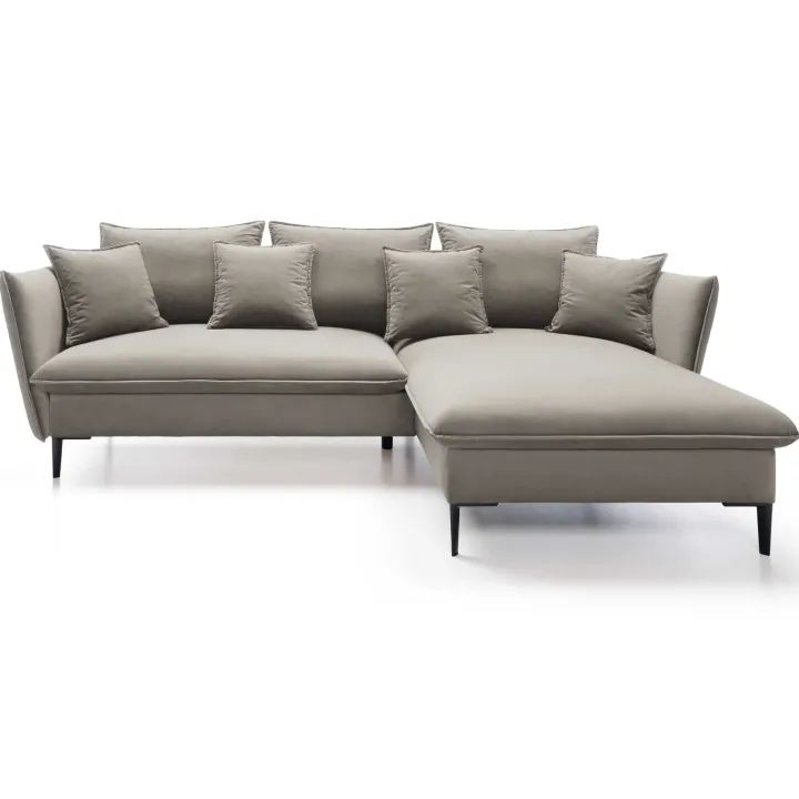Divano letto angolare destro 3 posti 258x167cm tessuto beige Lushify