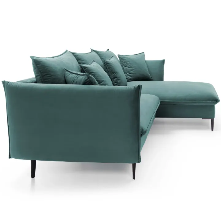Divano letto angolare destro 3 posti 258x167cm tessuto petrolio Lushify