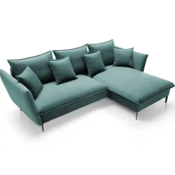 Divano letto angolare destro 3 posti 258x167cm tessuto petrolio Lushify
