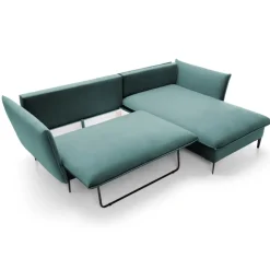 Divano letto angolare destro 3 posti 258x167cm tessuto petrolio Lushify