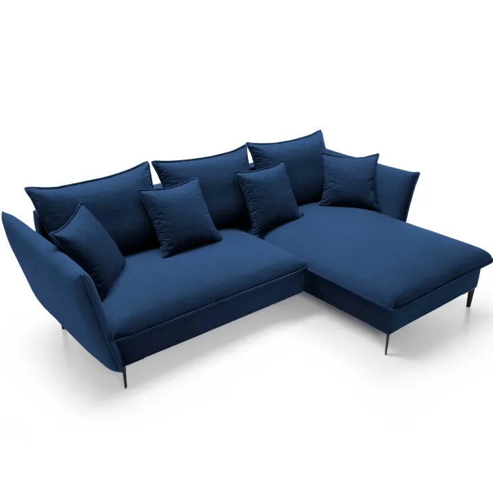 Divano letto angolare destro 3 posti 258x167cm tessuto blu Lushify