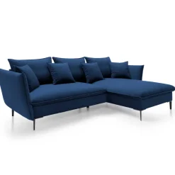 Divano letto angolare destro 3 posti 258x167cm tessuto blu Lushify