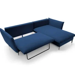 Divano letto angolare destro 3 posti 258x167cm tessuto blu Lushify