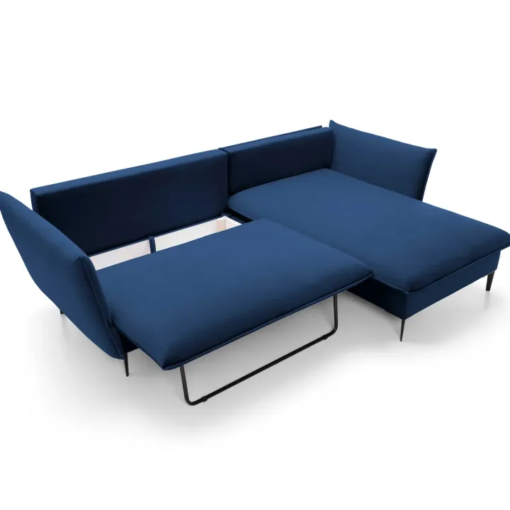 Divano letto angolare destro 3 posti 258x167cm tessuto blu Lushify