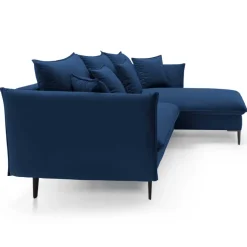 Divano letto angolare destro 3 posti 258x167cm tessuto blu Lushify
