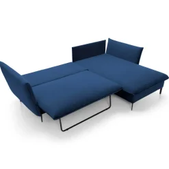 Divano letto angolare destro 3 posti 258x167cm tessuto blu Lushify