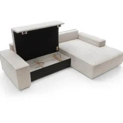 Divano letto angolare destro 3 posti 267x167cm velluto a coste beige Relaxion