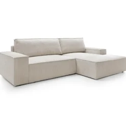 Divano letto angolare destro 3 posti 267x167cm velluto a coste beige Relaxion